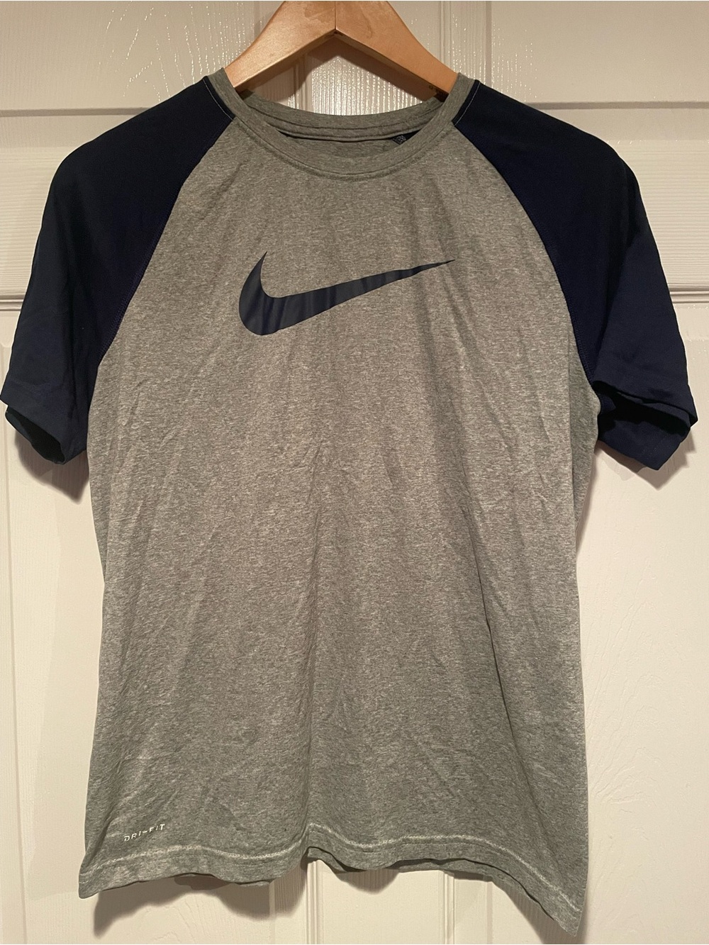 Nike Gray & Navy Raglan Short Sleeve Tee